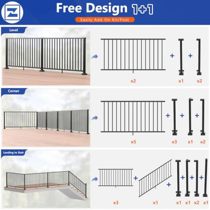 Modular 36 in. Aluminum Deck Railing Post for Aluminum Rail Kit - color: Level 1 End Post
