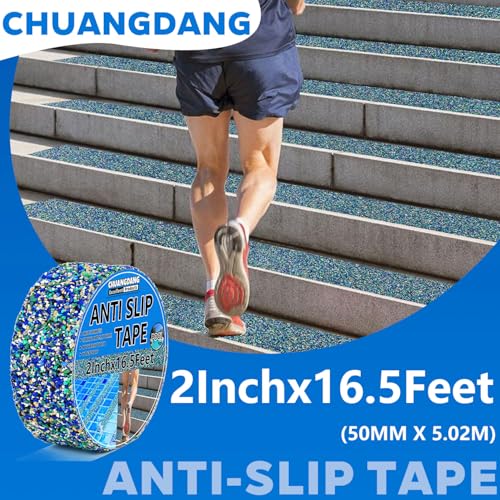 Blue Rubber Anti Slip Tape 2Inchx16.5Feet，Blue Non Slip Tape for Pool,Stair Steps,Bathroom,Trails,tub,Boats,ramp,Stairs Grip Tape,No Skid, High Traction Friction - size: 2Inchx16.5Feet