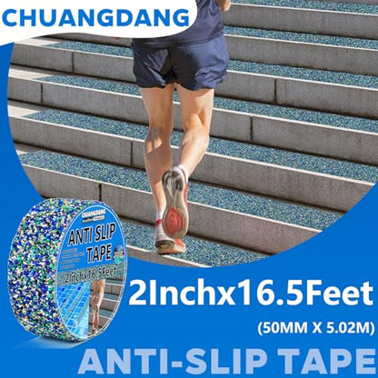 Blue Rubber Anti Slip Tape 2Inchx16.5Feet，Blue Non Slip Tape for Pool,Stair Steps,Bathroom,Trails,tub,Boats,ramp,Stairs Grip Tape,No Skid, High Traction Friction - size: 2Inchx16.5Feet
