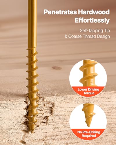 VEVOR Wood Screws 350 PCS, #10 x 3-Inch Anti-Rust Coated, Exterior Deck Screw Torx/T25 Star Drive, Metal Rust-Resistant Outdoor Decking Screws with 2 Screw Connectors, for Decking Fencing Framing