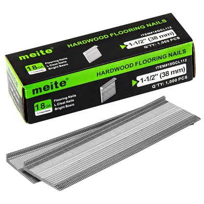 meite 18 Gauge Flooring Nails 1-1/2 Inch, 18GA L Cleat Nails 1,000Pcs - size: 1-1/2 Inch