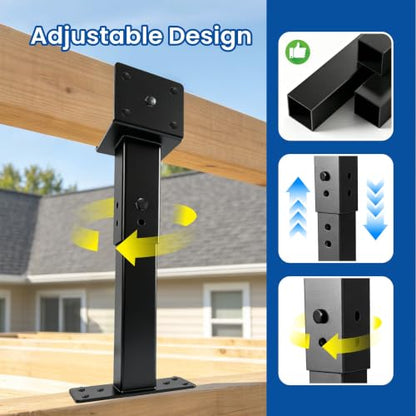 Roof Riser Brackets 3.6" Adjustable Saddle 14-18in Height Pergola Bracket