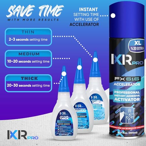 CA Glue with Activator, 6X Thin Medium Thick Glue Kit 2X 16.9oz Accelerator - size: 2 Pack