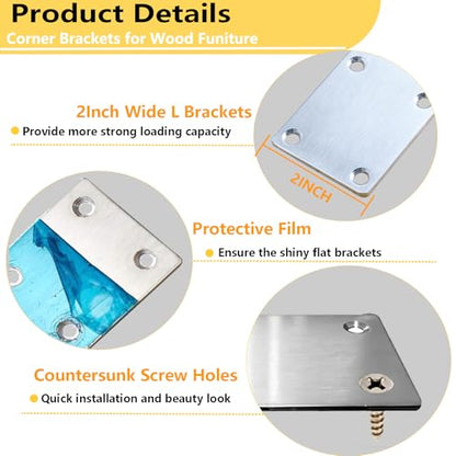 40Pcs Stainless Steel Flat Bracket Mending Plate4 x2 Bracket Joining Plate - size: 40Pack-4Inch