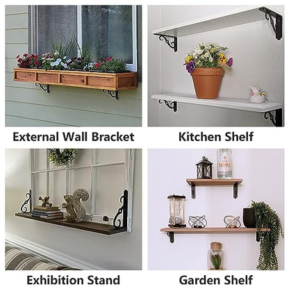 HOME MASTER HARDWARE Decorative Shelf Brackets, 5x3.5 inch, Black, 4 Pack - size: 5 x 3 1/2 Inch, style: Black-4Pack