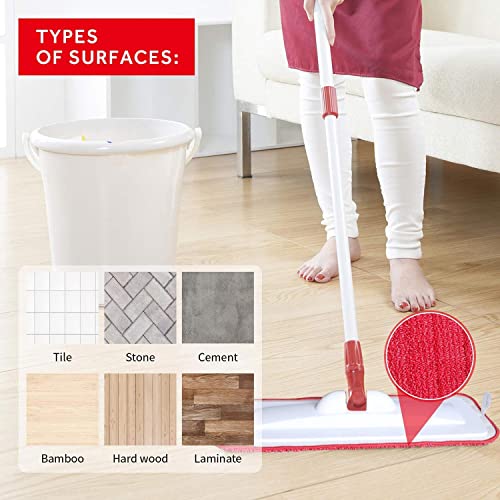 16.5" Microfiber Mop Pads Refills, 3 Pack Reusable Replacement Heads - color: 16"red*3