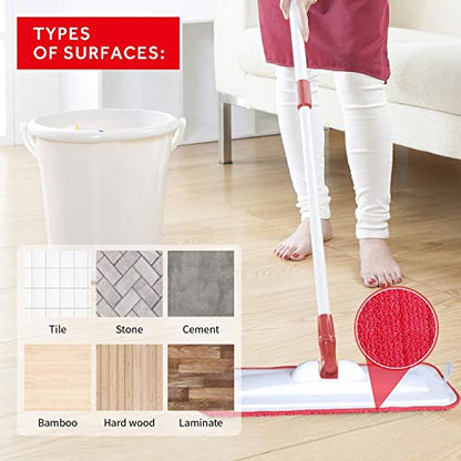 16.5" Microfiber Mop Pads Refills, 3 Pack Reusable Replacement Heads - color: 16"red*3