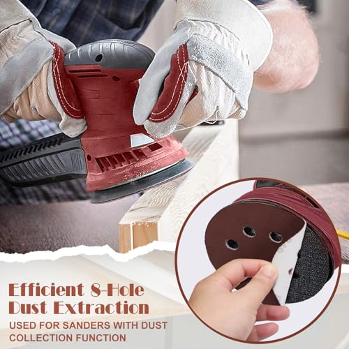 60 Grit Sanding Discs Sandpaper, Jamiikury 5 Inch Orbital Sander Sandpaper Hook and Loop Sanding Pads Round Sand Paper - Pack of 20