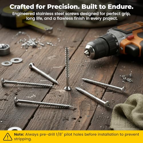 28001 Stainless Steel Wood Screws Self Tapping Screws Durable for Residential Door Hinges #12 x 3 Inch, 25 Pack (Silver) - color: Silver