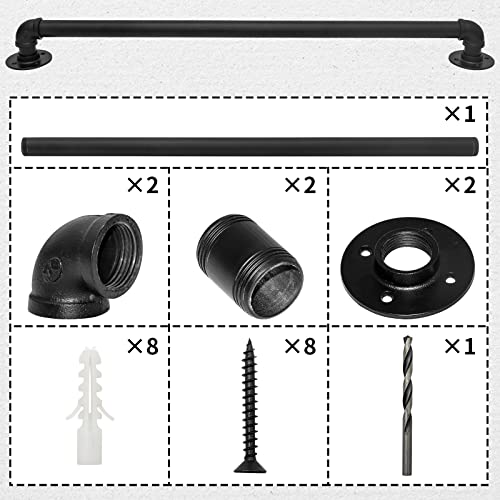 Wall Handrail 2FT/60CM,Industrial Staircase Railing 1.25 Inch Tube Diameter - size: 2 Feet