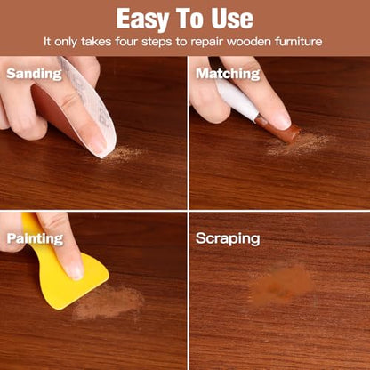 DEWEL Furniture Repair Crayon, 6 Colors Wood Filler Sticks, Wood Scratch Repair Wax for Filling Scratches, Cracks, Holes, Dents, Scuffs, Dings - A Simple and Convenient Wooden Repair Solution - color: 6 Colors Wax Sticks