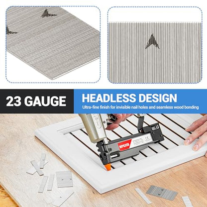 meite 23 Gauge Pin Nails, Assorted 6 Sizes (1/2", 5/8", 3/4", 1", 1-3/16", 1-3/8") Micro Headless Piner Nails - Galvanized 23GA Pins Nails for Nail Gun, Ideal for Trim Work (6,000 Counts)