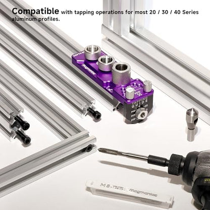 Upgrade Aluminum Profile Drill Guide Access Hole Drill Jig Step Drills - color: Purple-black