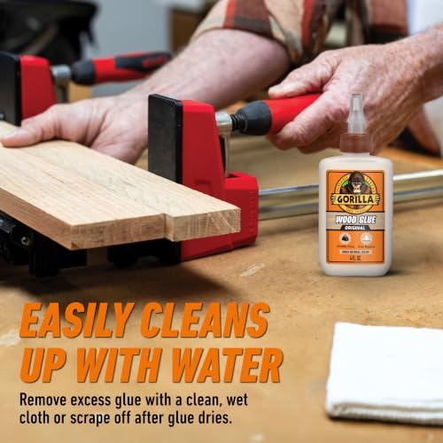 Gorilla Wood Glue, Water Resistant, Natural Color, 4 oz Bottle, 2-Pack - style: Original