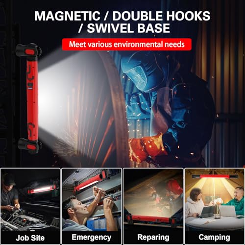 ERAY Magnetic Work Light Bar, 6000mAh /3000LM Rechargeable Under Hood Light - color: Red