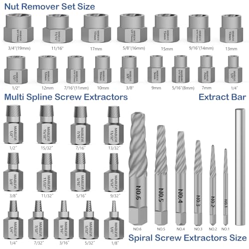 MABLEVI 36 Pcs Upgrade Screw Extractor Set with Solid Storage Case - size: 36-piece