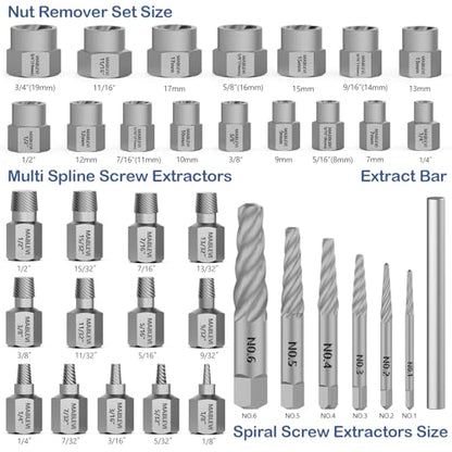 MABLEVI 36 Pcs Upgrade Screw Extractor Set with Solid Storage Case - size: 36-piece