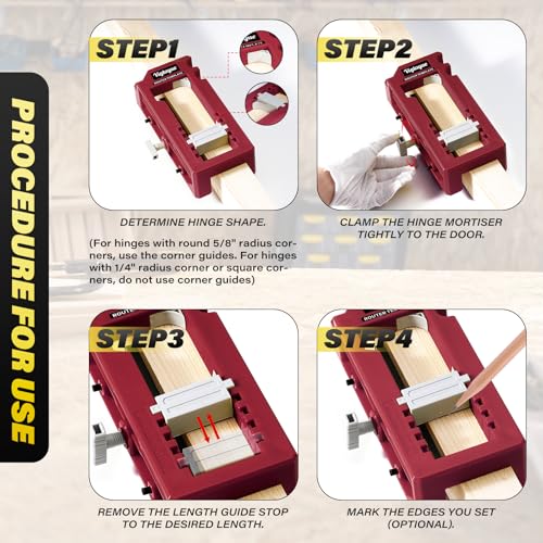 Door Hinge Jig Router Template for Woodworking - color: Dark Red