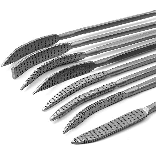 CLAHJQX 8pcs Wood Files and Rasps, Wood Carving Kit, Double Ended Riffler Rasp Set, Special Shaped File Set for Woodworking