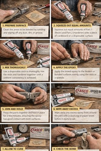 Fasco Epoxo-88 | 6min Set Epoxy Paste Adhesive Glue White 7oz Tube kit