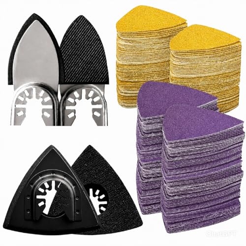 Oscillating Tool Sanding Pads Kit 114Pcs - size: 114 Triangle and Finger Sanding pads