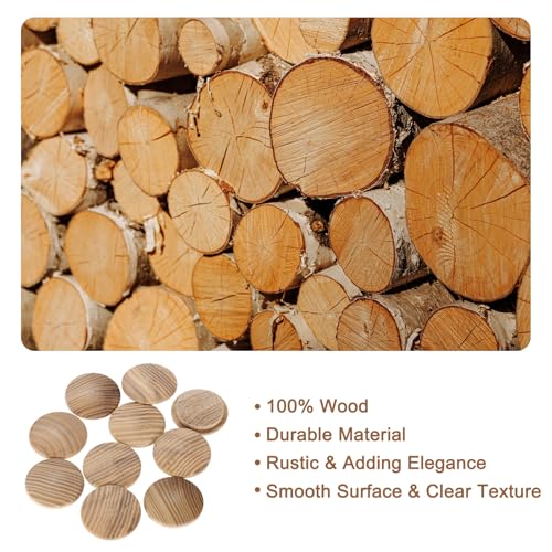 uxcell 20Pcs Wood Button Plugs, 28mm / 1.1" Hardwood Screw Hole Plug Mushroom Wooden Caps Buttons Ash Wood Plug for Furniture Woodworking Craft Decor (35mm x 28mm)