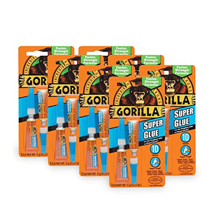 Gorilla Super Glue, Two 3 Gram Tubes, Clear, (Pack of 7) - size: 7 - Pack