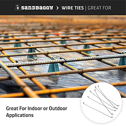 Sandbaggy Double Loop Rebar Wire Bar Ties | 16 Gauge | Made of Industrial Grade Wire | Great for Securing Rebar, Sandbags & More | Extra Long Length (12 Inch Length, Pack of 5000) - size: 12 Inch Length, style: Pack of 5000