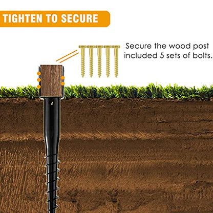 Premium No Dig Ground Anchor Black U-Model Screw in Post Stakes - size: 27"x4"(4 Pack)