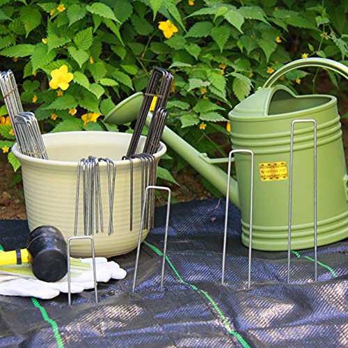 100 Pack 10 Inch 11GA(0.12inch) Galvanized Landscape Staples Garden Stakes Fence Netting Pins Ground Spikes Sod Cover Fabric Pegs - size: 10"x1" 11GA Galvanized 100Pack
