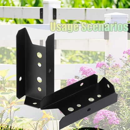 2x4 Fence Post Bracket,Black Deck Railing Brackets Connectors (Black-4pcs)