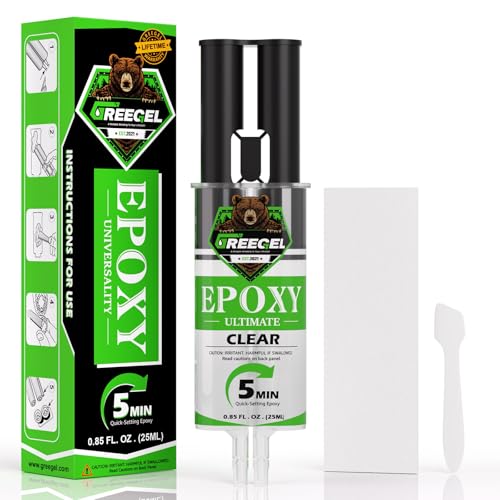 2 Part Clear Epoxy Glue 5 Minute Set Adhesive, 0.85 oz Syringe - color: Clear, size: 0.85 fl oz (25 ml)