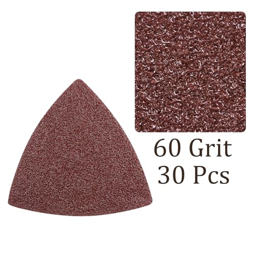 30pcs Mouse Sander Detail Sandpaper 60Grit 3-1/8" Triangle - size: 60 grit