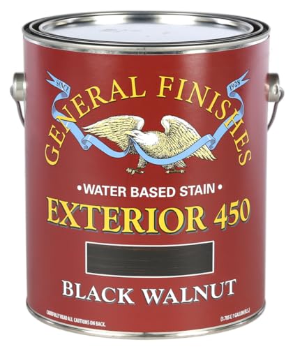 General Finishes Exterior 450 Water Based Wood Stain, 1 Gallon, Black Walnut - color: Black/Walnut, size: 1 Gallon
