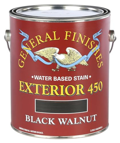 General Finishes Exterior 450 Water Based Wood Stain, 1 Gallon, Black Walnut - color: Black/Walnut, size: 1 Gallon