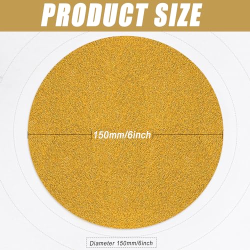 6-Inch No-Hole Hook and Loop Gold Sanding Discs 60-Grit, 100 Pack - size: 60 Grit