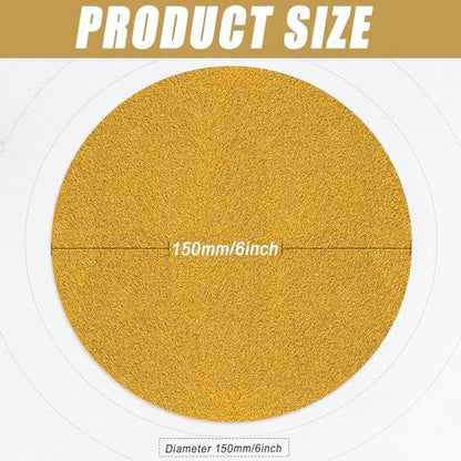 6-Inch No-Hole Hook and Loop Gold Sanding Discs 60-Grit, 100 Pack - size: 60 Grit