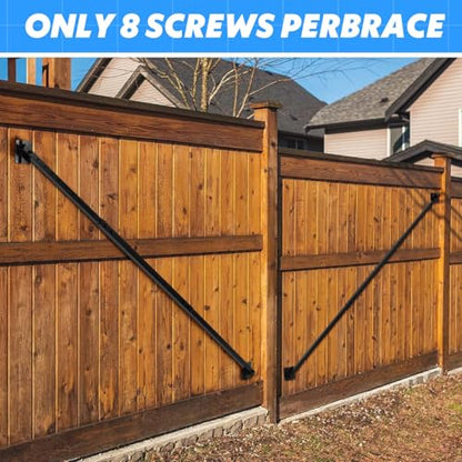 8' Telescopic 63" - 95" Anti Sag Gate Brace Kit for Wooden Fence Black Steel Adjustable Gate Brace, Privacy Gates Hardware Kit for Outdoor Vinyl and Wood Fence Gates