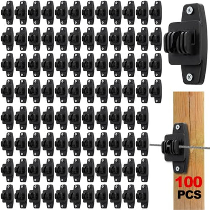 100 Pack Electric Wire Fence Insulators with Screws, Heavy Duty