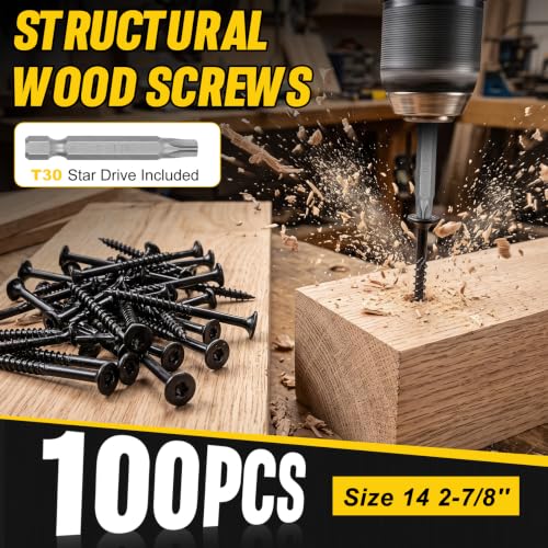 #14 x2-7/8'' Deck Screws,100Count Coarse Thread Exterior Wood Screws - size: #14 x 2-7/8"