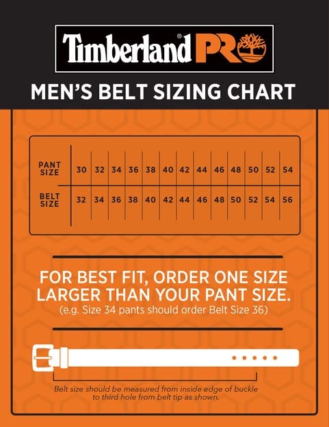 Timberland PRO 38mm Boot Leather Belt - color: Black (Rubber Patch), size: 40