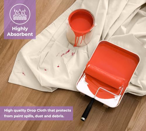Canvas Drop Cloth for Painting 4x15 feet Pack of 1-8oz Painters Drop Cloths for Painting - All Purpose Canvas Tarps for Floor & Furniture Protection - Recycled Cotton Fabric - size: 4x15 Ft - 1 pc