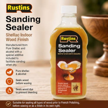 Rustins Sanding Sealer Shellac Indoor Wood Finish 500ml
