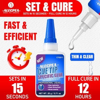ALECPEA Pool Cue Tip Glue, 20g Thin Billiard Cue Repair Adhesive - color: Pool Cue Tip Glue