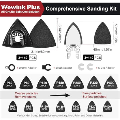 290Pcs Wet Dry Oscillating Tool Sanding Pad Kit with Finger & Triangle Pads - color: 290PCS-Max Sanding Pack