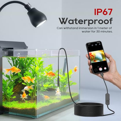 TOPDC Endoscope Camera with Light, 1920P Borescope for iOS and Android - size: 16.4ft / 7.9mm