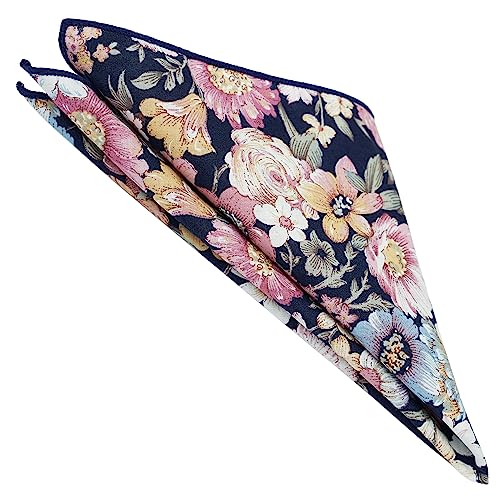 Cotton 2.5-Inch Skinny Floral Tie and Pocket Square Set for Men - color: 01