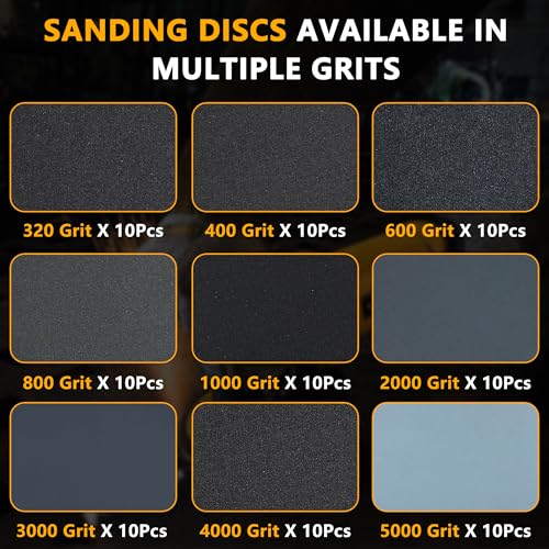 90 Pcs 6 Inch Sanding Discs Wet Dry Sandpaper Hook and Loop,320 400 600 800 1000 1500 2000 3000 5000 Grit Assortment Silicon Carbide Orbital Sander Sandpaper for Automotive Wood Metal Glass Polishing - size: Grit 320 400 600 800 1000 1500 2000 3000 5000