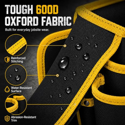 Tool Belt for Men with Compact Drill Holster, Large Tool Pouch, 600D Oxford
