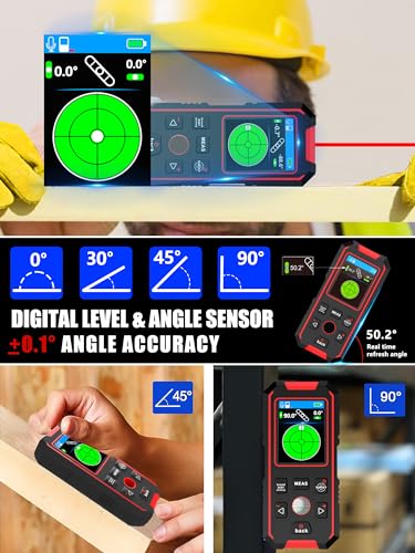 Stud Finder Wall Scanner 3IN1 Stud Detector Beam Detector Laser Rangefinder - color: Red